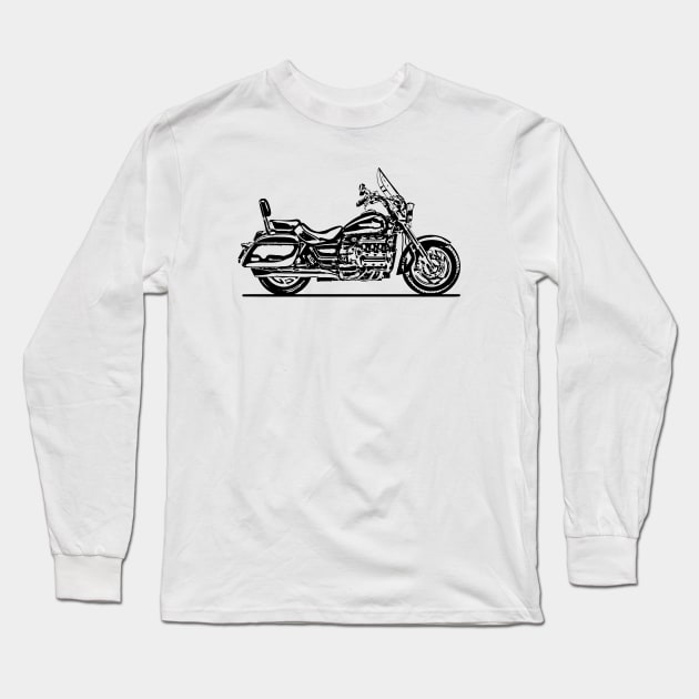 GL1500C F6C Valkyrie Motorcycle Sketch Art Long Sleeve T-Shirt by DemangDesign